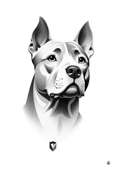 Black and grey pitbull dog tattoo design